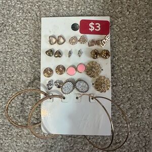 Gold and Pink Earring Set